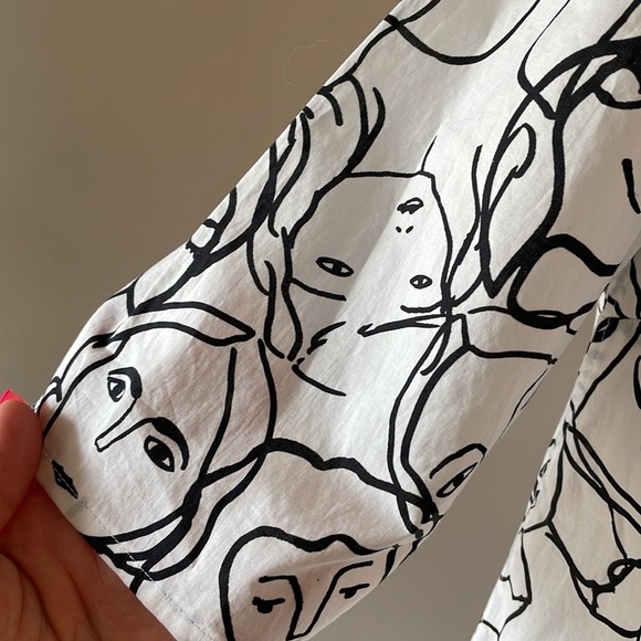 Picasso inspired women’s top FACES OUTLINE SKETCH peplum bottom size SM - Picture 5 of 9